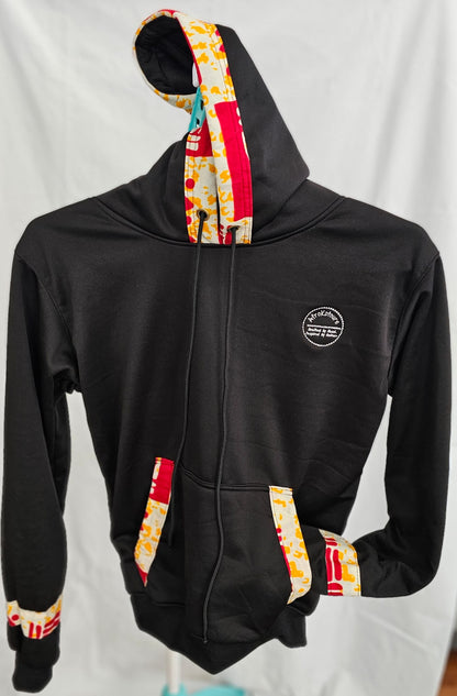 Black Ankara-Accent Hoodie