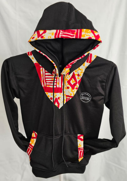 Black Ankara-Accent Hoodie