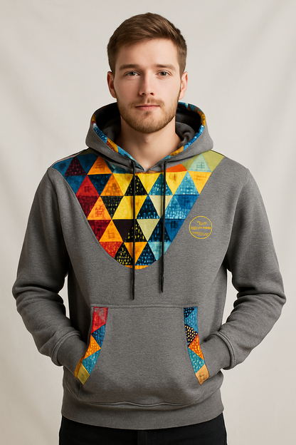 Grey Ankara-Accent Hoodie
