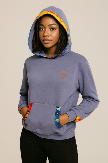Light Blue Ankara-Accent Hoodie