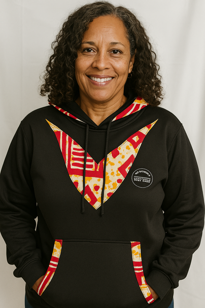 Black Ankara-Accent Hoodie