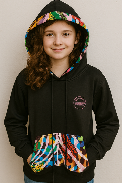 Black Ankara-Accent Hoodie