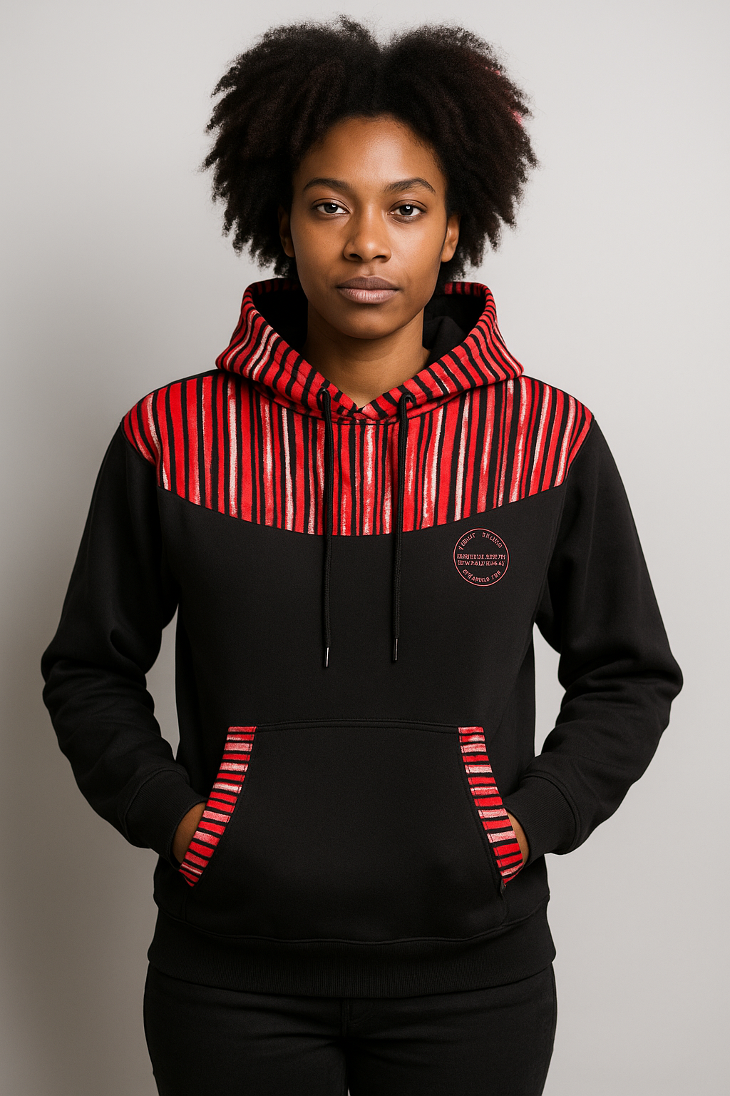 Black Ankara-Accent Hoodie