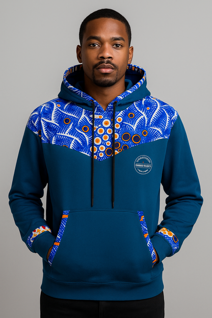 Navy Ankara-Accent Hoodie