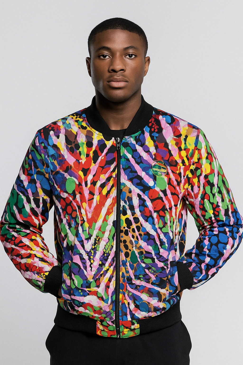 Fleece-Lined Ankara Bomber Jacket