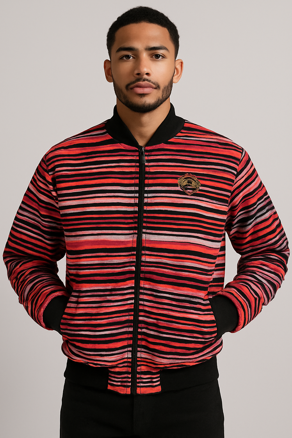 Fleece-Lined Ankara Bomber Jacket