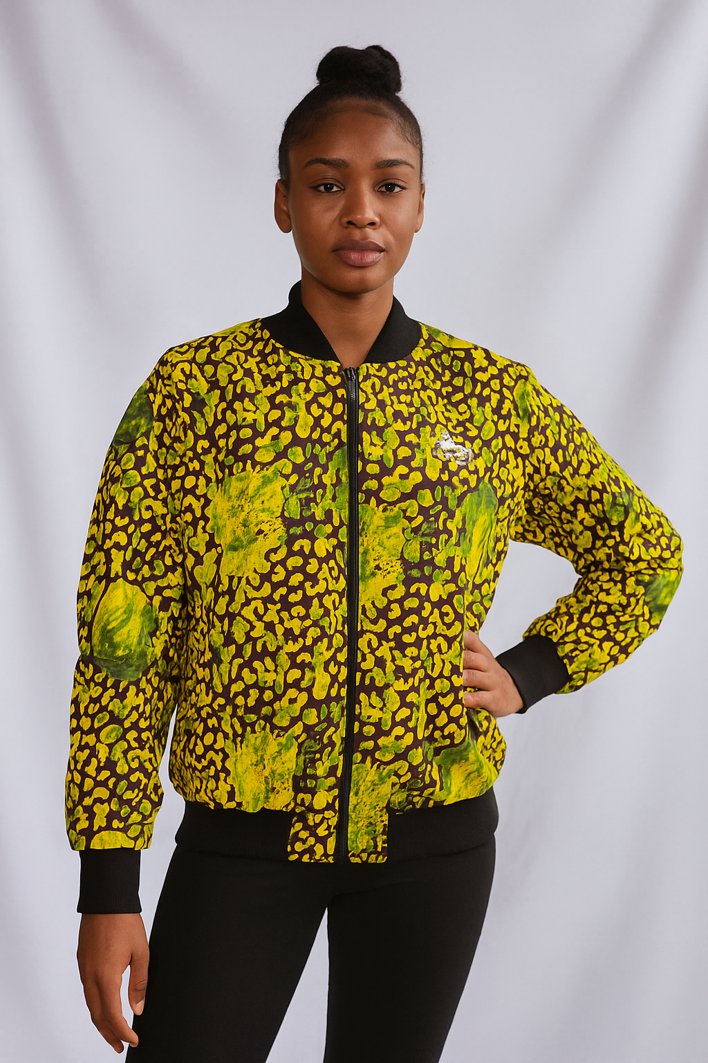 Fleece-Lined Ankara Bomber Jacket