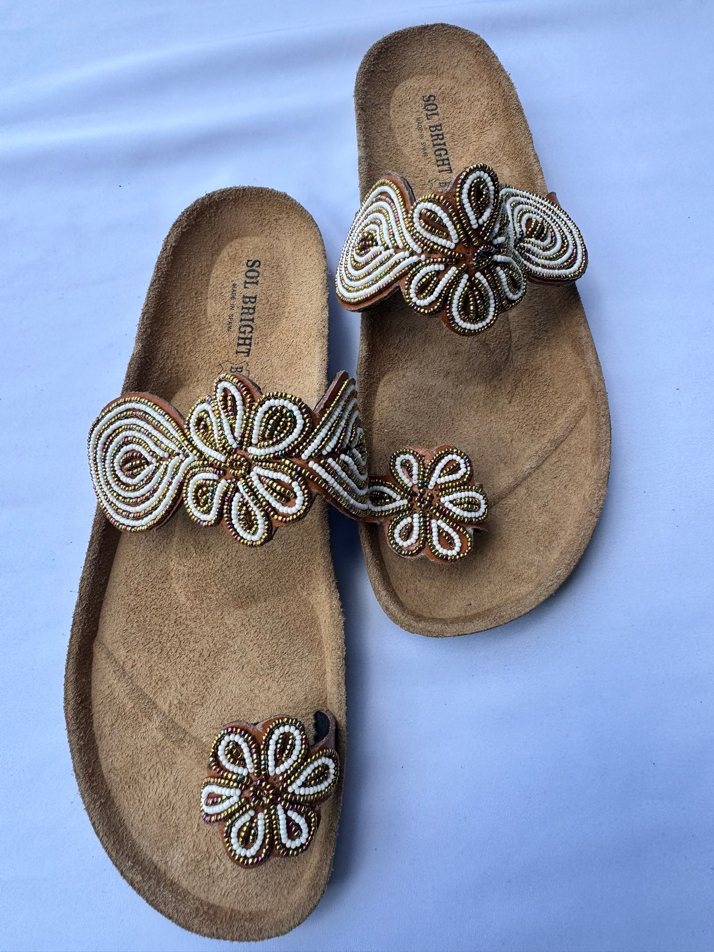 Malaika (US 12-12.5), Style 11 - Ivory-Bronze Floral Comfort