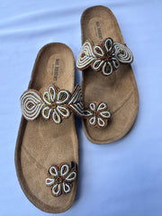 Malaika (US 12-12.5), Style 11 - Ivory-Bronze Floral Comfort