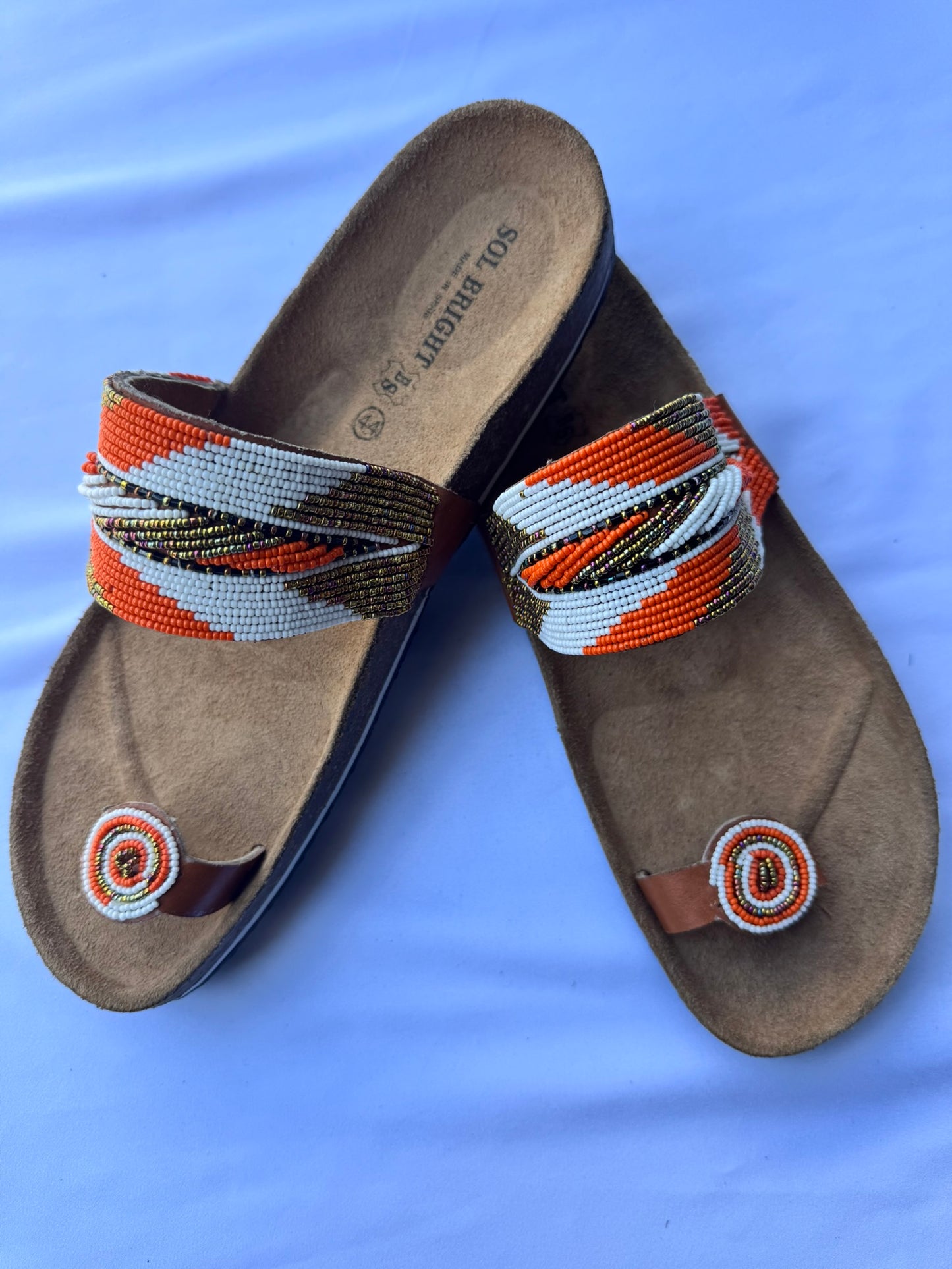 Amara (US 13-13.5), Style 02 - Orange White Gold Wave Toe-Loop Comfort