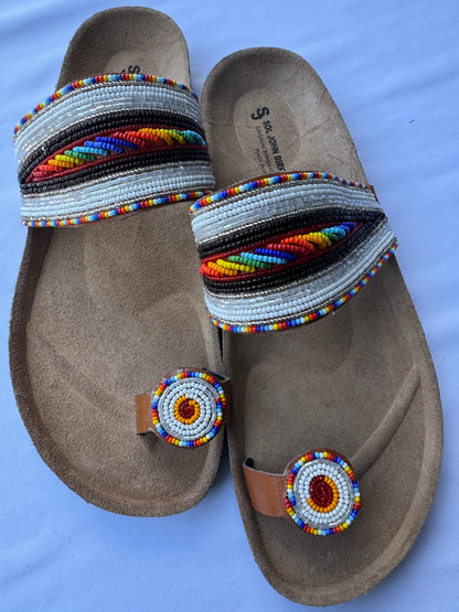 Sanaa (US 11-11.5), Style 02 - White Rainbow-Wave Comfort