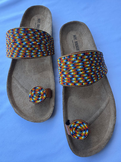 Sanaa (US 11-11.5), Style 03 - Multicolor Micro-Bead Wide-Band Comfort