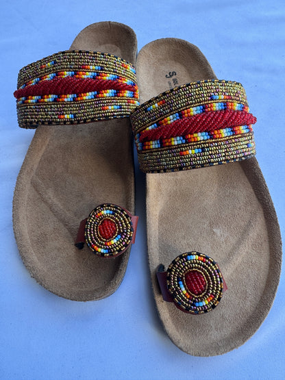 Ayana (US 9-9.5), Style 08 - Bronze Red Geometric Braid Toe-Loop