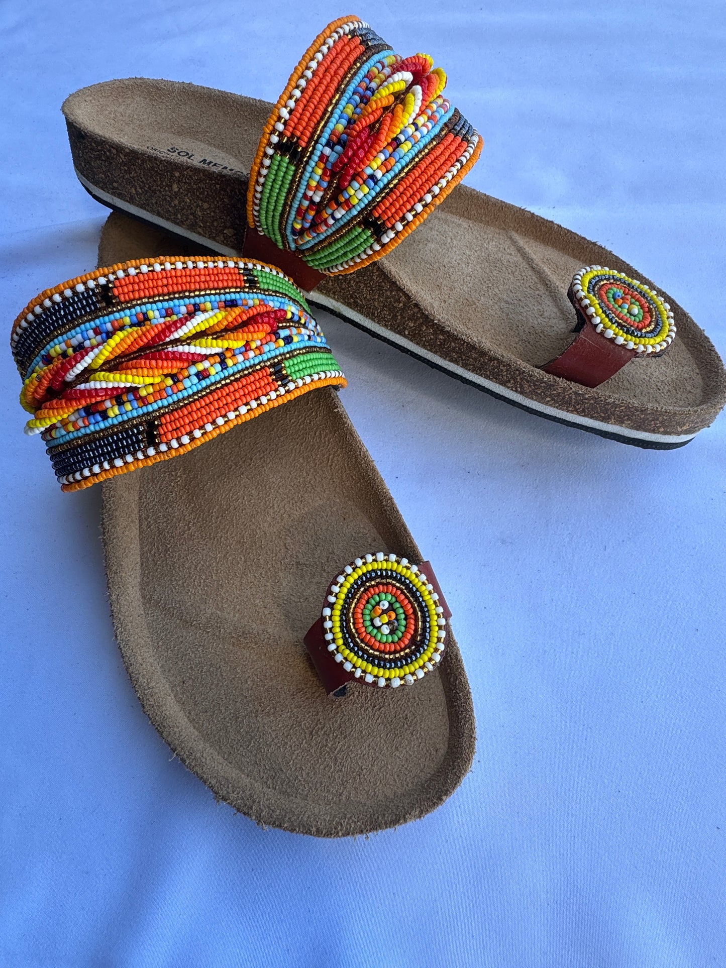 Ayana (US 9-9.5), Style 10 - Orange Multicolor Layered Wave Toe-Loop
