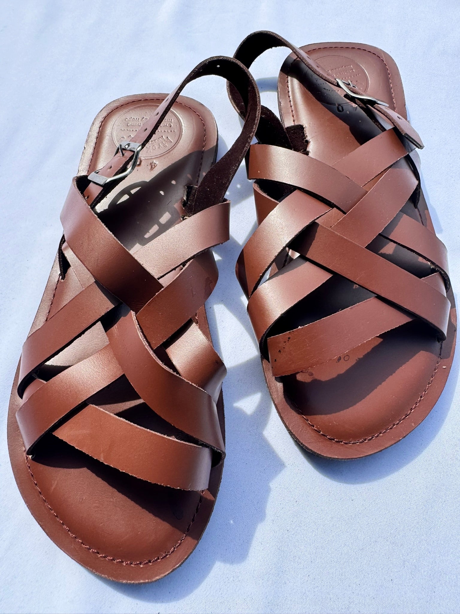 Ayana (US 9-9.5), Style 24 - Brown Multi-Strap Ankle-Buckle