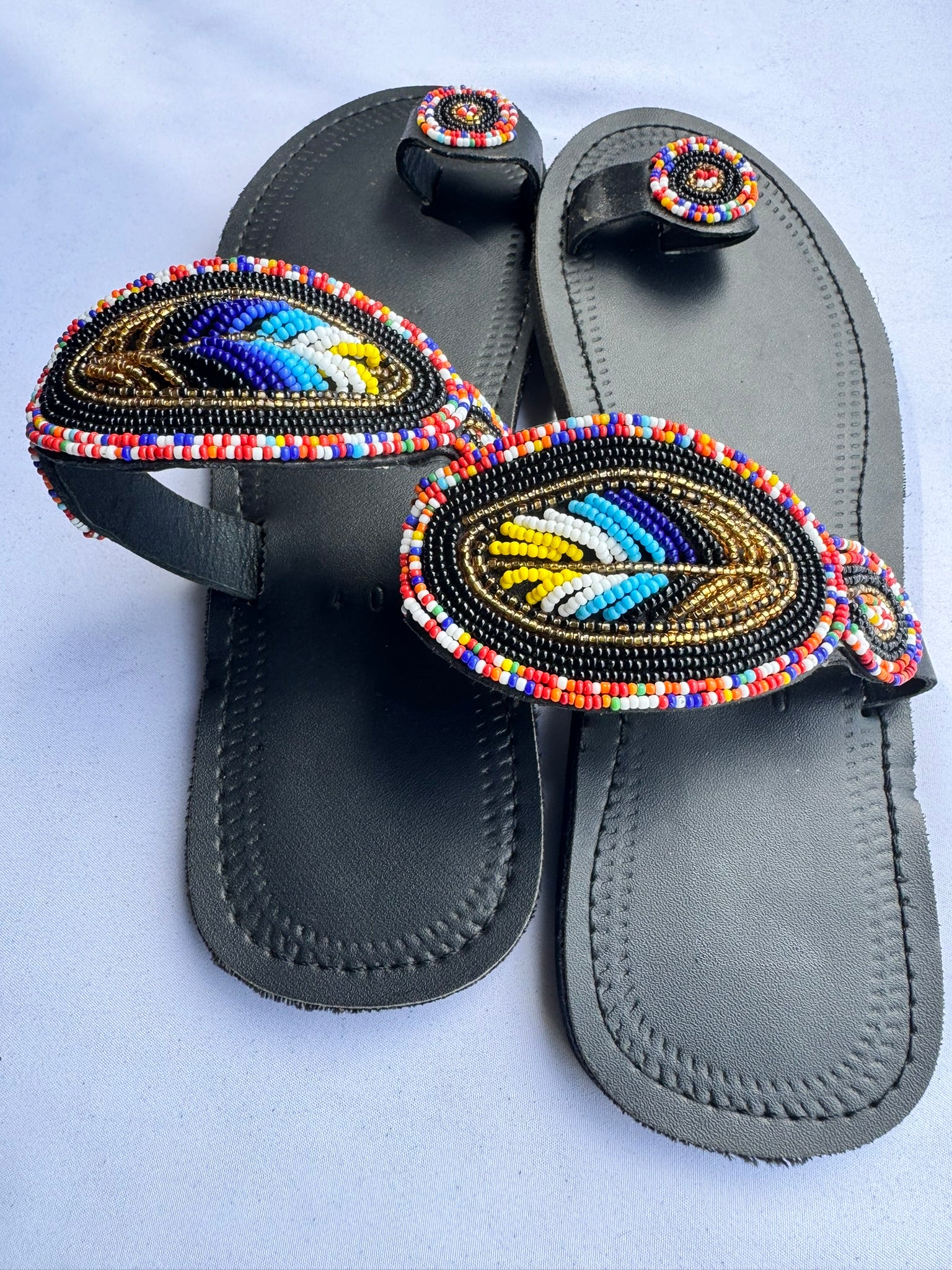 Ayana (US 9-9.5), Style 26 - Black-Gold Multicolor Leaf 2
