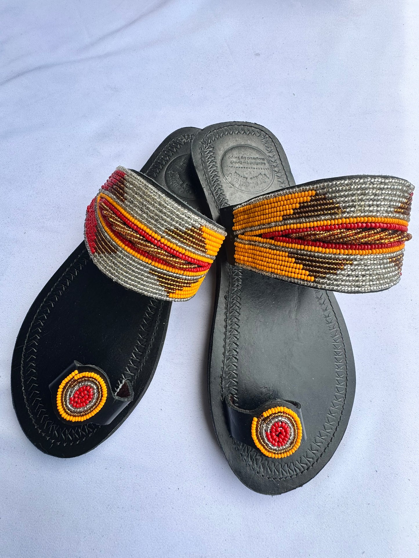 Zahara (US 10-10.5), Style 05 - Silver Orange Red Bow Toe-Loop