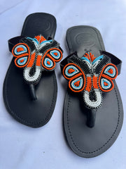 Zahara (US 10-10.5), Style 10 - Orange-Aqua Butterfly