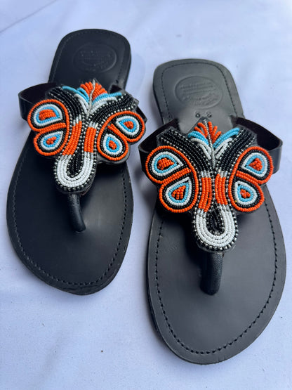 Zahara (US 10-10.5), Style 10 - Orange-Aqua Butterfly