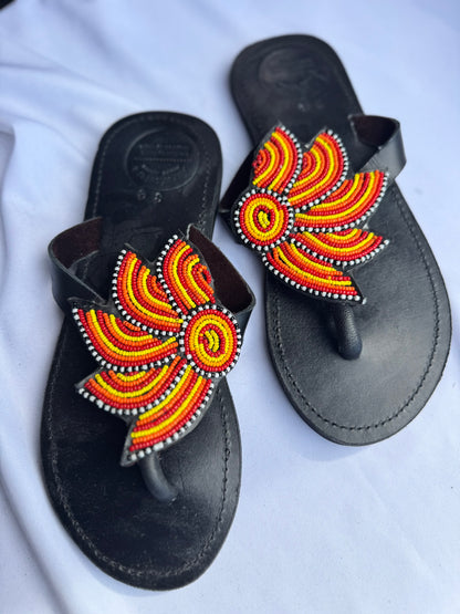 Zahara (US 10-10.5), Style 12 - Red-Yellow Fan Flower