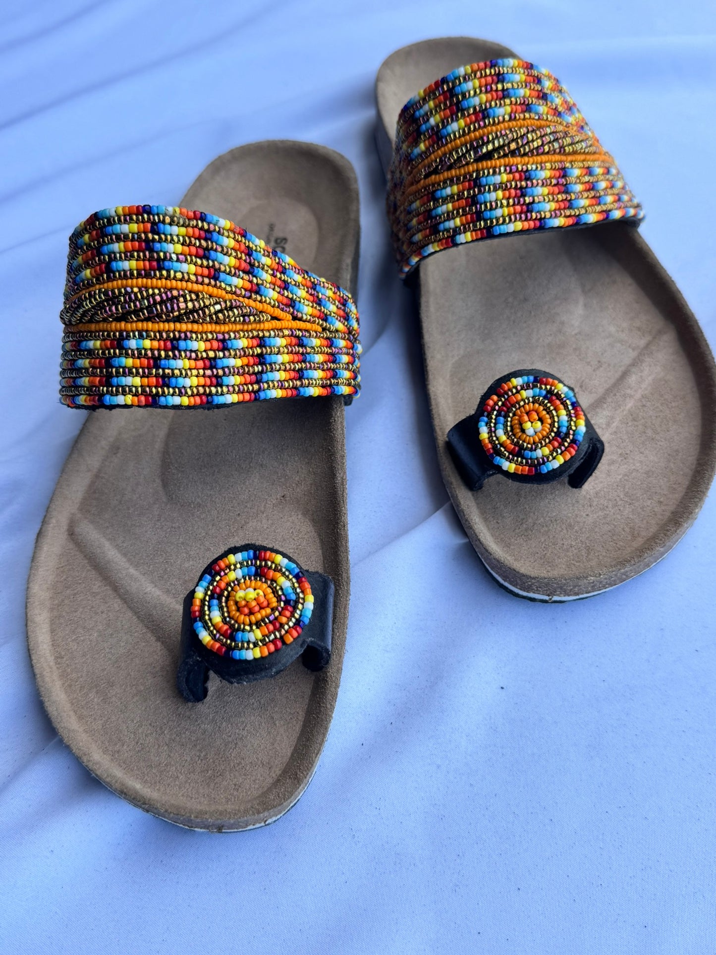 Imani (US 8-8.5), Style 14 - Multicolor Micro-Bead Wide-Band Toe-Loop