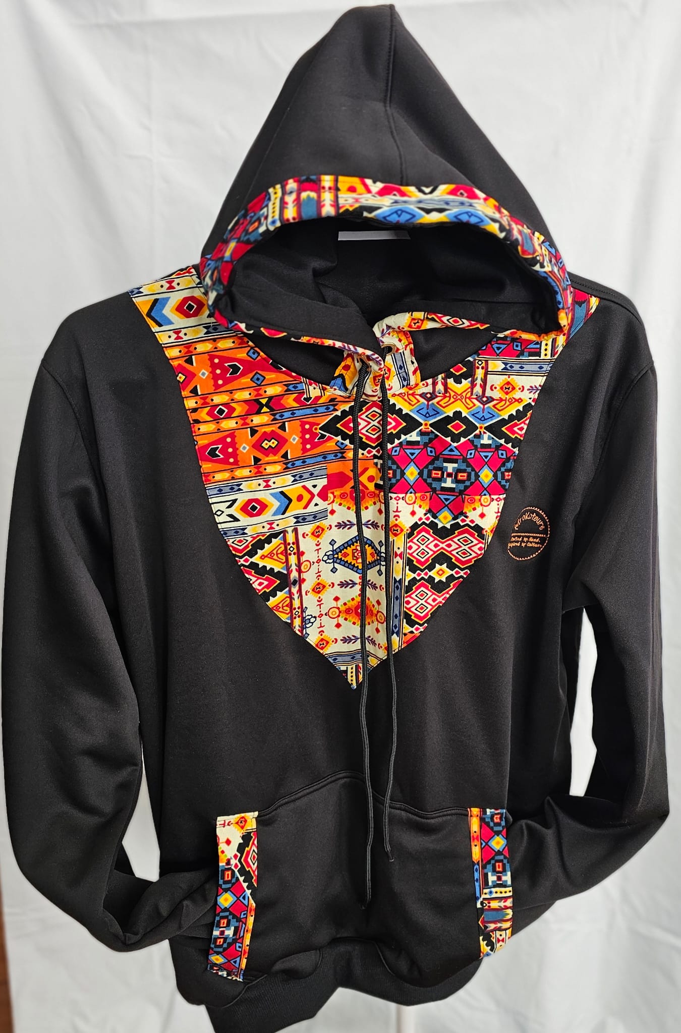 Black Ankara-Accent Hoodie