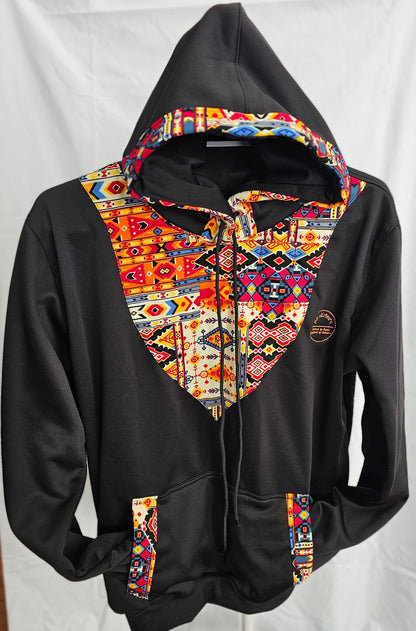 Black Ankara-Accent Hoodie