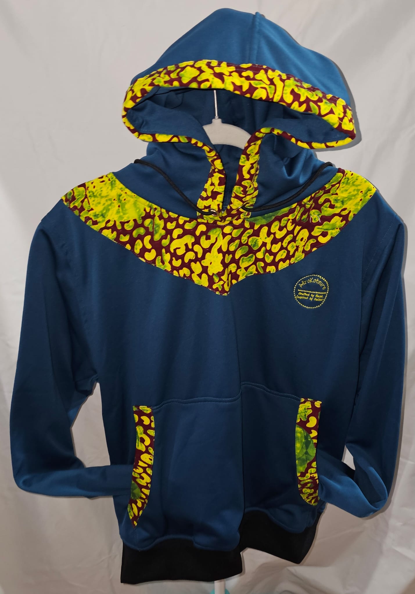 Navy Ankara-Accent Hoodie