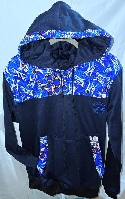 Navy Ankara-Accent Hoodie