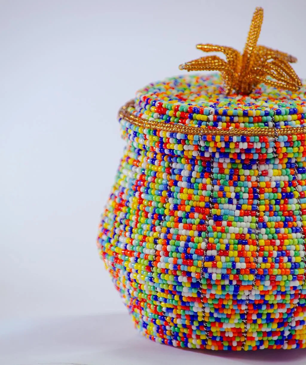 Multicolour beaded jewellery box