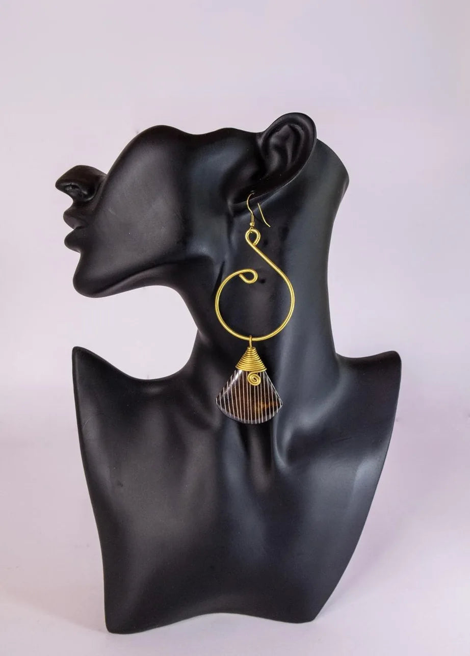 Sunny Face brass earring